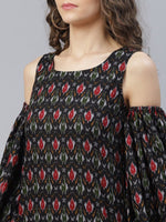 Thumbnail for Aks Ethnic Motifs Printed Cold-Shoulder Sleeves Pure Cotton Kurta With Trousers - Distacart