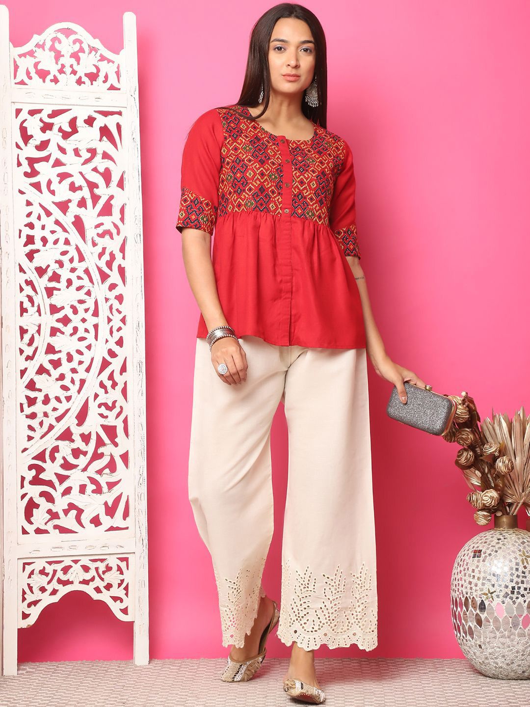 TAG 7 Women Flared Palazzos - Distacart