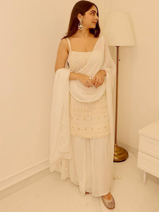 Kalini Ethnic Motifs Embroidered Sequined Kurta & Sharara With Dupatta - Distacart