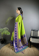 Thumbnail for Joban Fashion Parrot Green Banarasi Soft Silk Woven Butti Saree