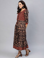 Thumbnail for Aks Ethnic Motifs Printed Pure Cotton Anarkali Kurta With Jacket - Distacart