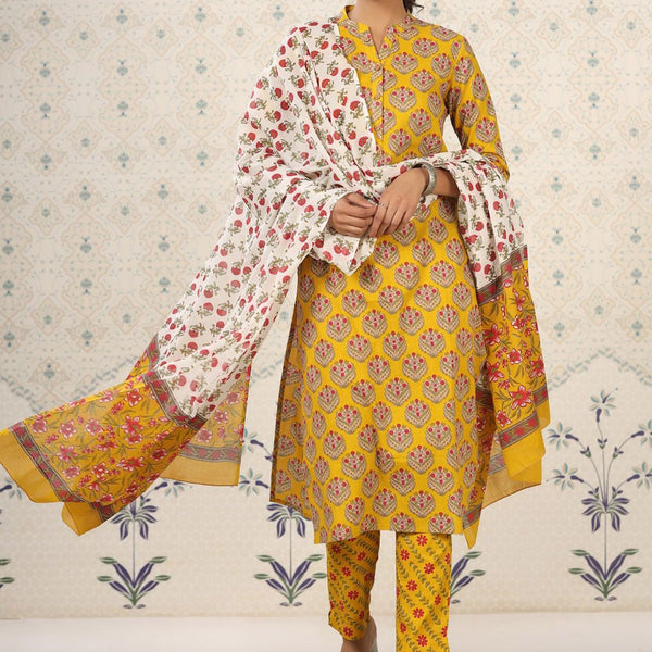 Ode by House of Pataudi Mandarin Collar Floral Printed Regular Pure Cotton Kurta Set - Distacart