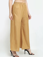 Thumbnail for TAG 7 Women Beige Solid Flared Palazzo