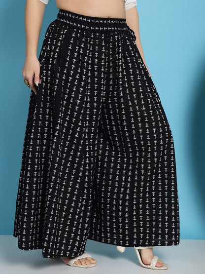TAG 7 Women Floral Printed Flared Pure Cotton Palazzos - Distacart