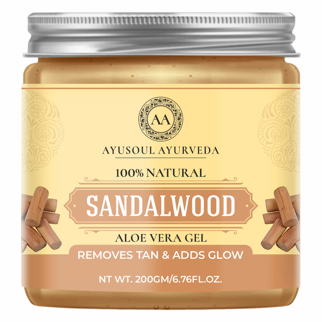 Ayusoul Ayurveda Sandalwood Aloe Vera Gel For Face & Body Skin Treatment - Dista