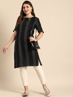 Thumbnail for Anouk Women Striped Keyhole Neck Cotton Kurta - Distacart