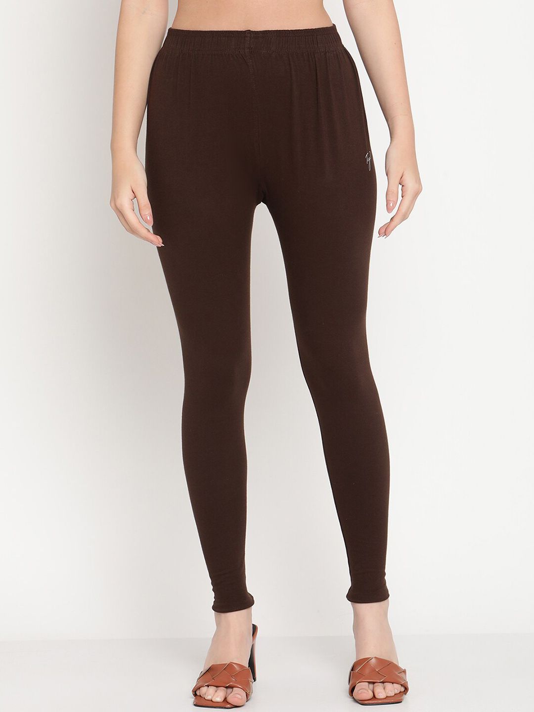 TAG 7 Women Orange & Brown Solid Ankle-Length Leggings Pack Of 2 - Distacart