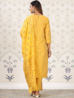 Thumbnail for Ode by House of Pataudi Floral Yoke Design Regular Kurta with Trousers & Dupatta - Distacart
