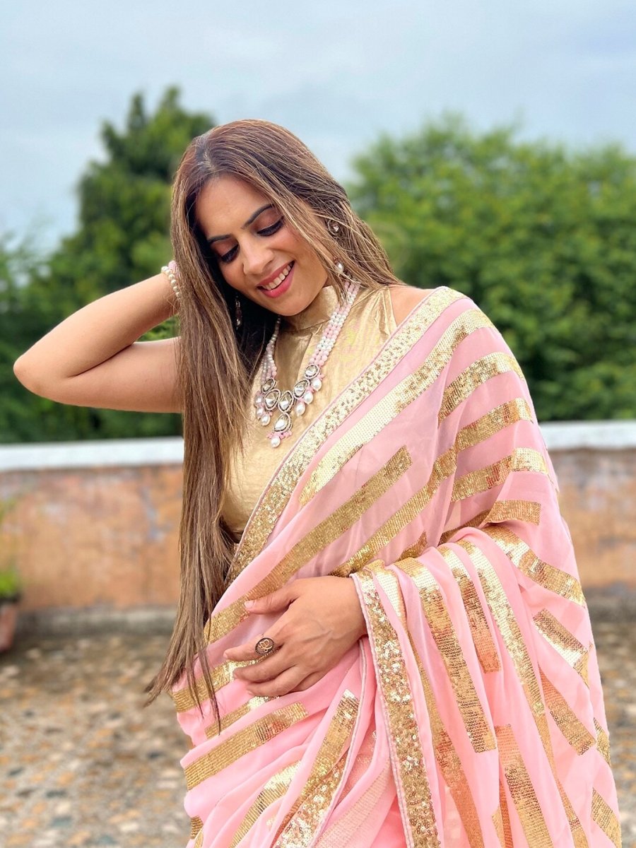 Anouk Embellished Sequinned Pure Georgette Saree - Distacart