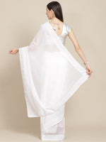 Thumbnail for Anouk White Embellished Border Saree - Distacart