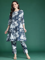 Thumbnail for Indo Era Floral Printed Pure Cotton Kurta with Trousers