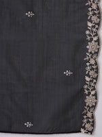 Thumbnail for Indo Era Black Floral Embroidered Thread Work Kurta with Trousers & Dupatta