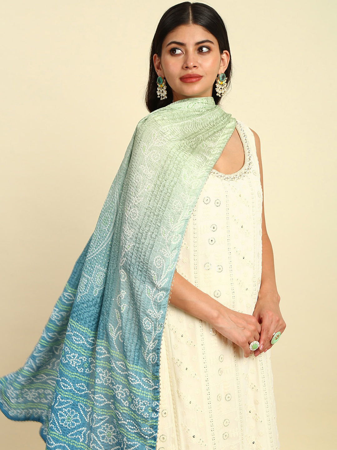 Soch Floral Embroidered Regular Sequinned Kurta with Sharara & Dupatta - Distacart