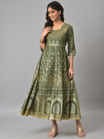 Thumbnail for AURELIA Ethnic Motifs Printed Midi Ethnic Dress