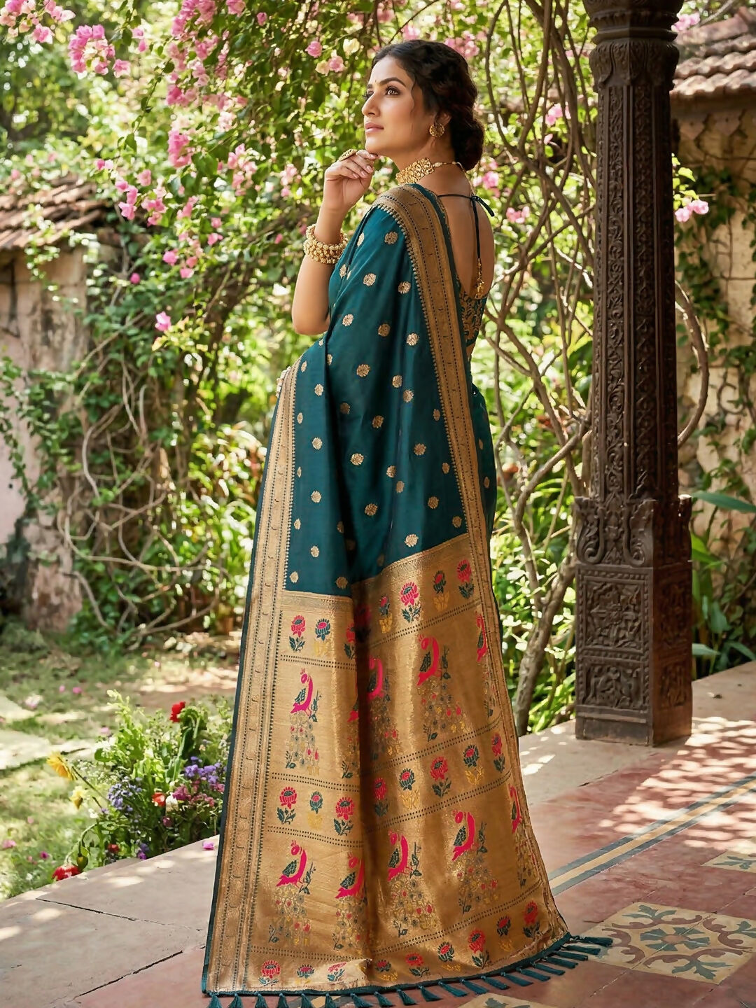 Shree Shyam Fashion Teal Soft Silk Saree - Dista