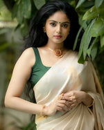 Thumbnail for Preksha Creation Women Banarasi Cream Saree With Copper And Zari Work - Distacart