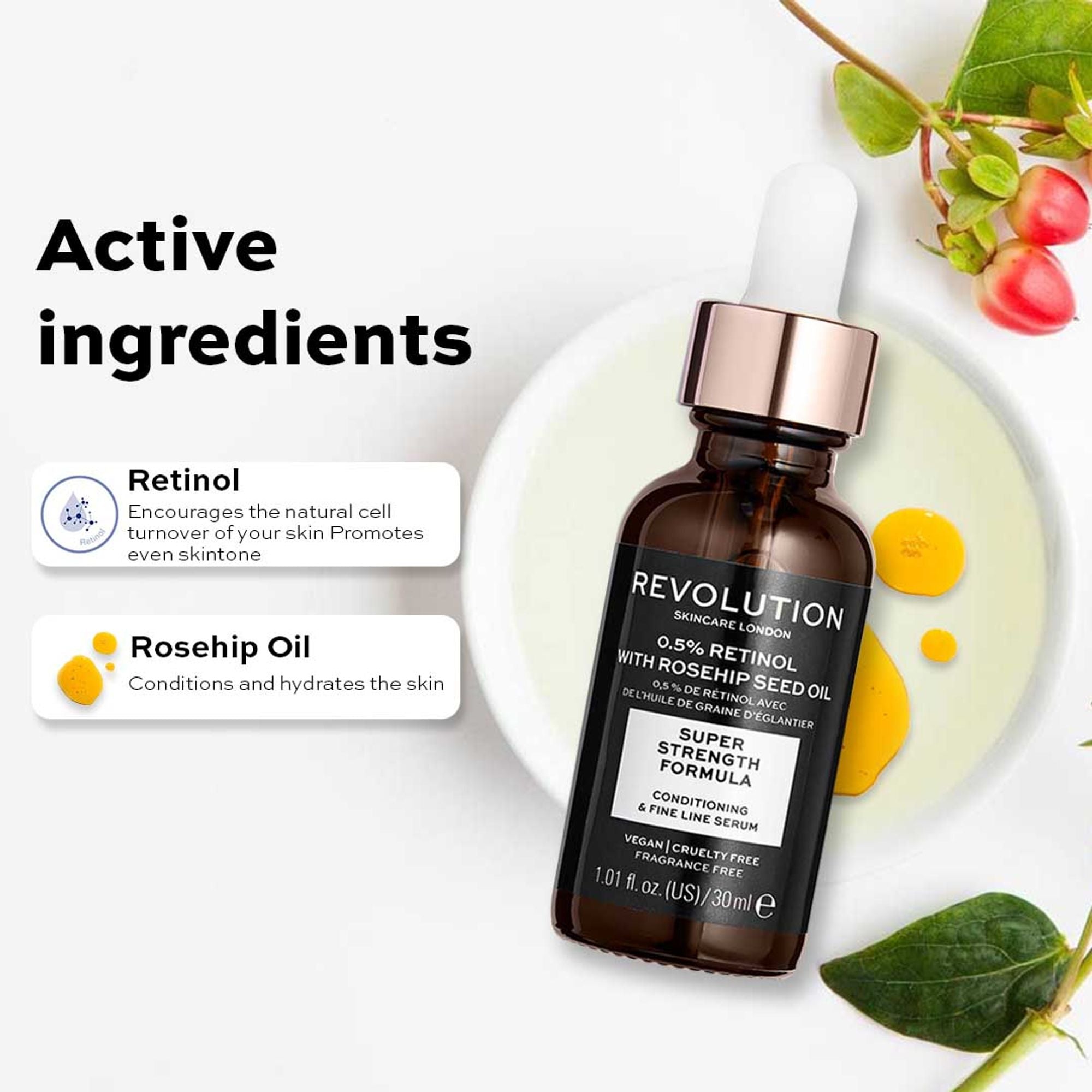 Makeup Revolution Skincare 0.5% Retinol Super Serum With Rosehip Seed Oil - Distacart
