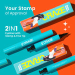 Thumbnail for Swiss Beauty CRAZE Eyeliner and Stamp Duo Wing Eyeliner Stamp and Pen Waterproof Formula - Black - Distacart