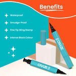 Thumbnail for Swiss Beauty CRAZE Eyeliner and Stamp Duo Wing Eyeliner Stamp and Pen Waterproof Formula - Black - Distacart