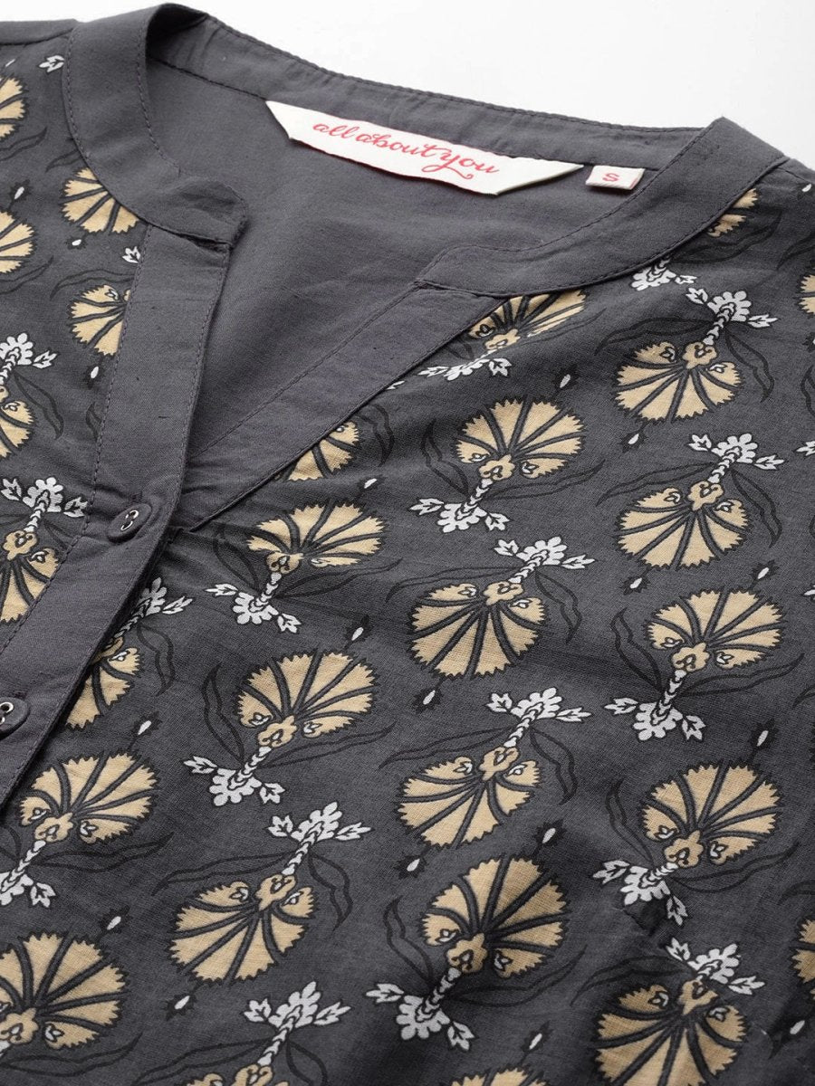 All About You Women Motifs Yoke Design A-Line Kurta with Trousers - Distacart