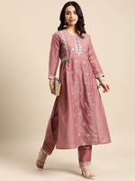 Thumbnail for All About You Ethnic Motifs Embroidered Pleated Sequinned Kurta with Trousers - Distacart