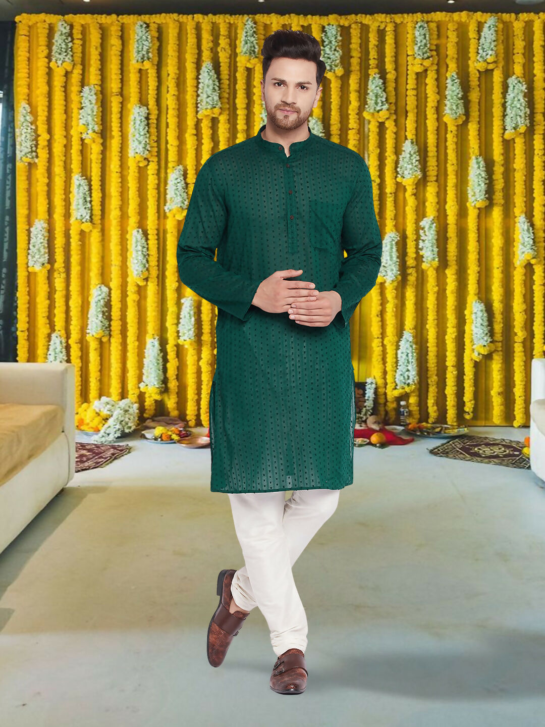 Even Apparels Men's Pure Cotton Green Kurta - Distacart