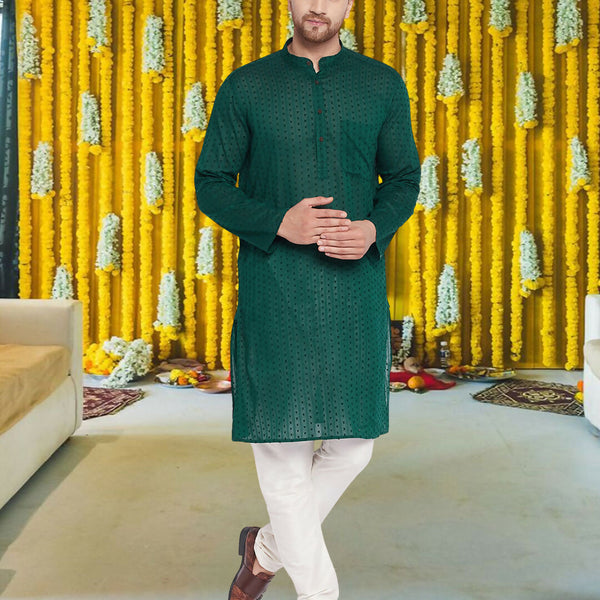 Even Apparels Men's Pure Cotton Green Kurta - Distacart