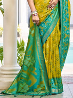 Thumbnail for Astita Pochampalli Silk Mustrad Yellow Saree