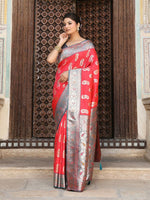 Thumbnail for Astita Red Silk Saree