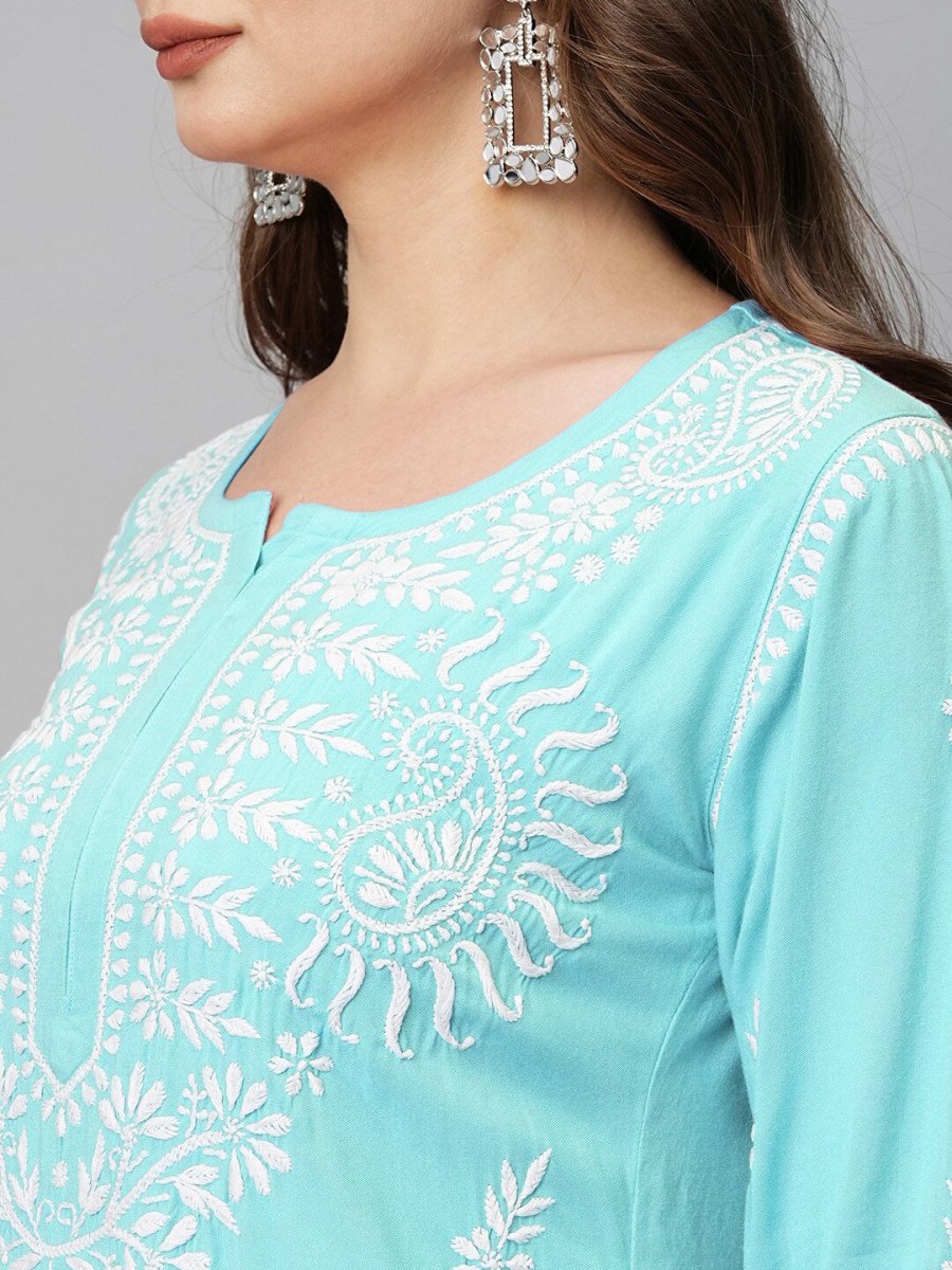 ADA Ethnic Motifs Embroidered Chikankari Cotton Kurta - Distacart