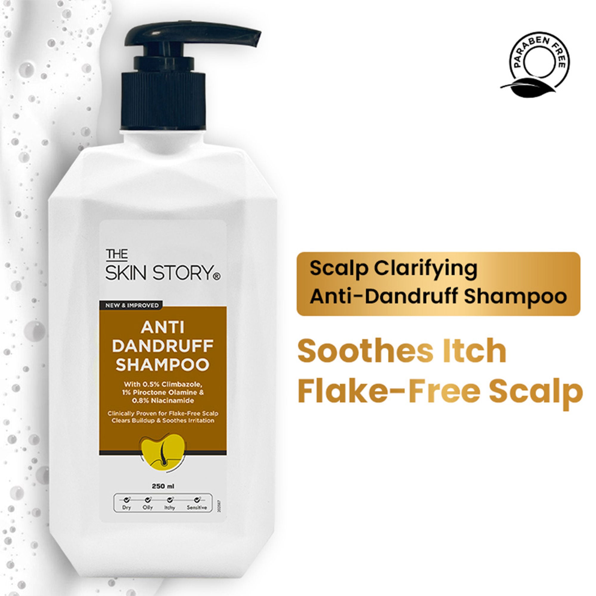 The Skin Story Anti Dandruff Deep Ceansing Shampoo Calms & Soothes Scalp With Saniscalp & Argan Oil - 250ml