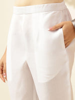 Thumbnail for Anouk White Animal Printed Angrakha Kurta With Trousers