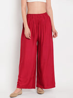 Thumbnail for TAG 7 Women Black & Maroon Set of 2 Flared Ethnic Palazzos