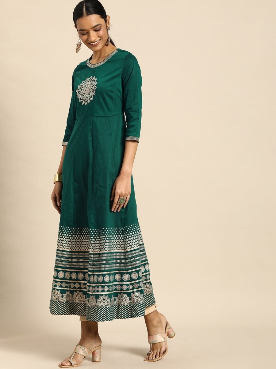 All About You Women Teal Green Embroidered Kurta with Dupatta - Distacart