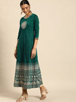 Thumbnail for All About You Women Teal Green Embroidered Kurta with Dupatta - Distacart