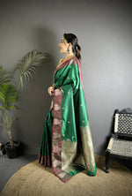Thumbnail for Joban Fashion Green Small Butti Soft Silk Banarasi Saree - Distacart