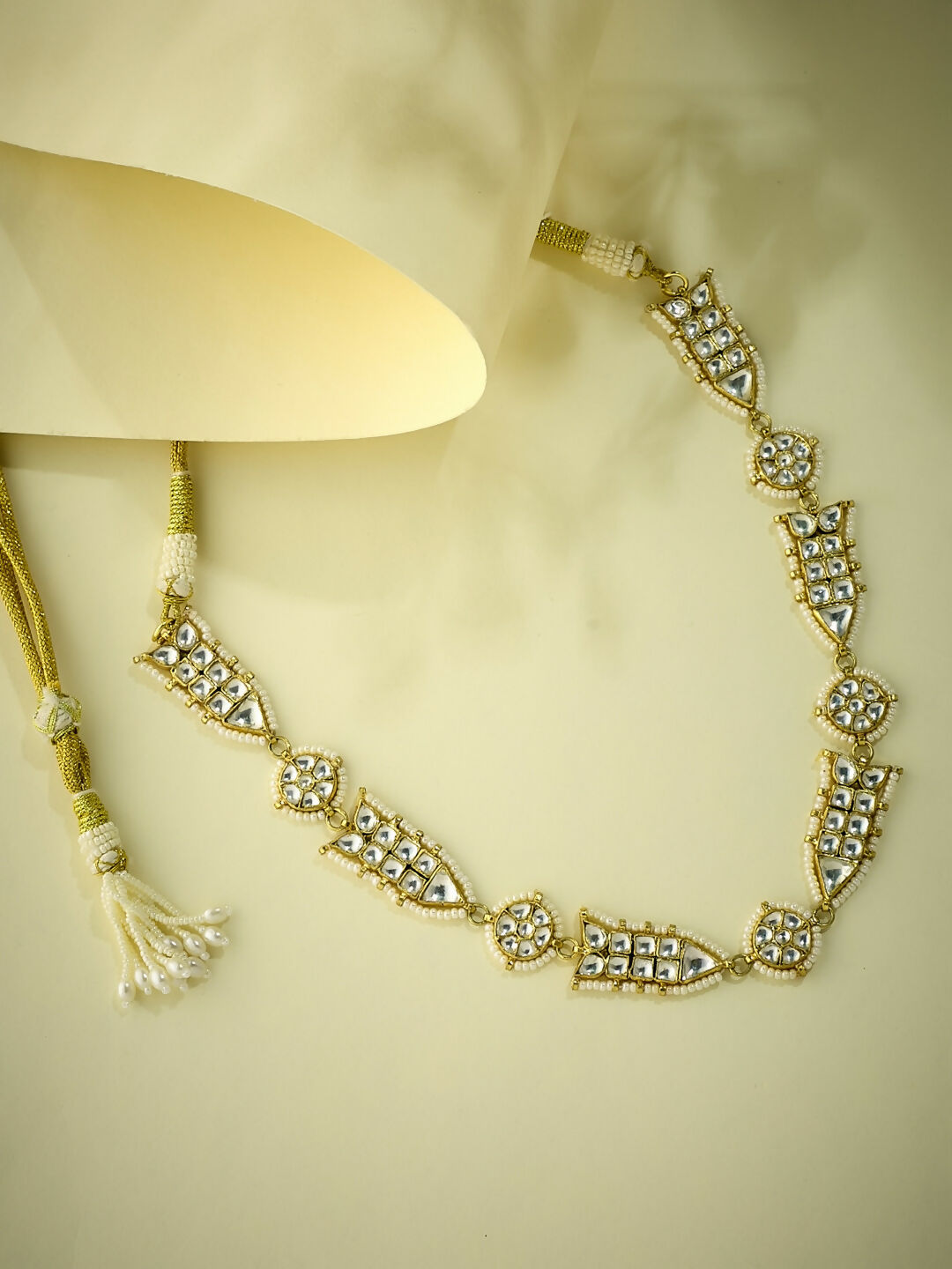 Nuyug 22K Gold-Plated Kundan & Pearls Studded Matha Patti with Regal Motifs Head Jewellery