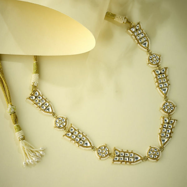 Nuyug 22K Gold-Plated Kundan & Pearls Studded Matha Patti with Regal Motifs Head Jewellery - Distacart