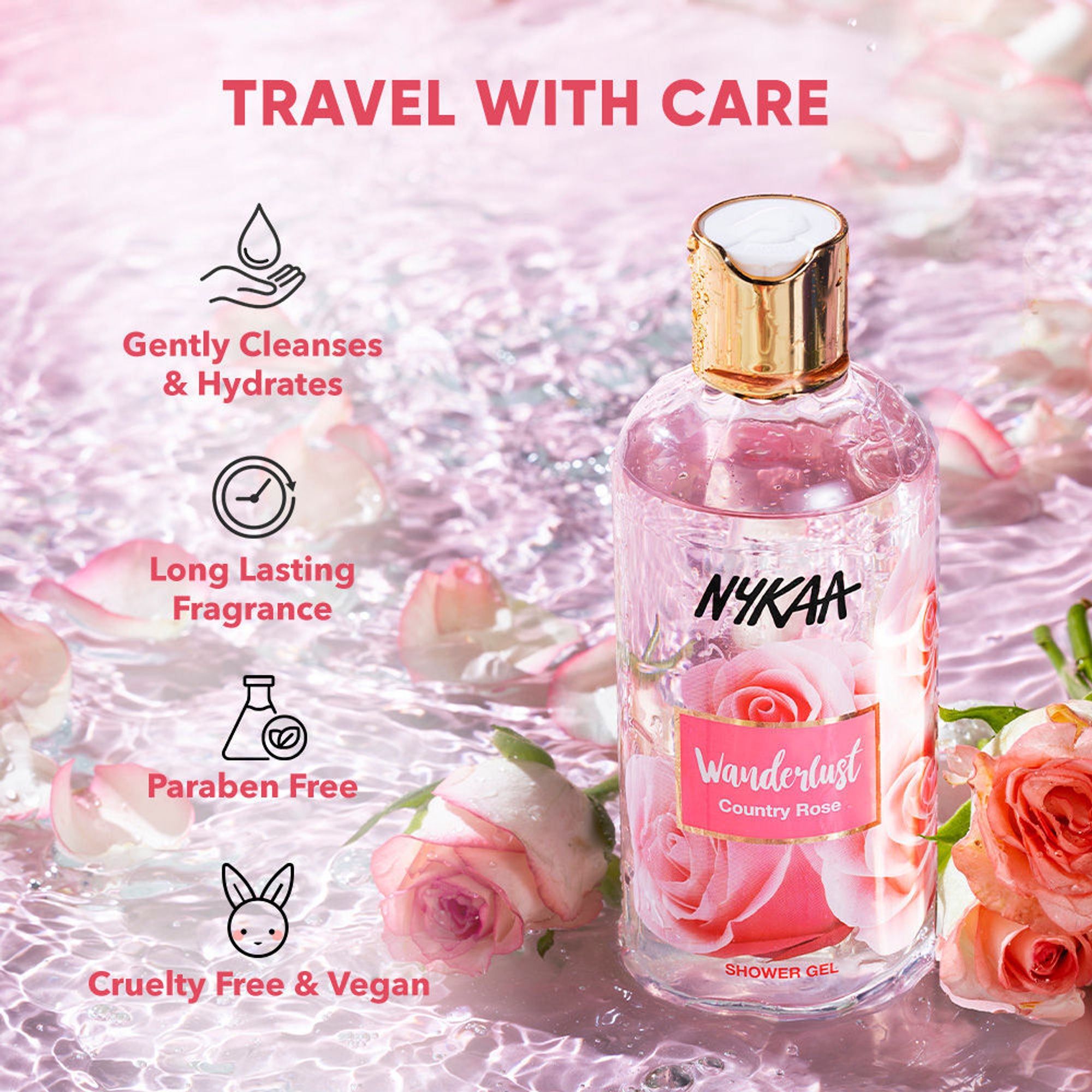 Wanderlust Shower Gels - Country Rose - Distacart