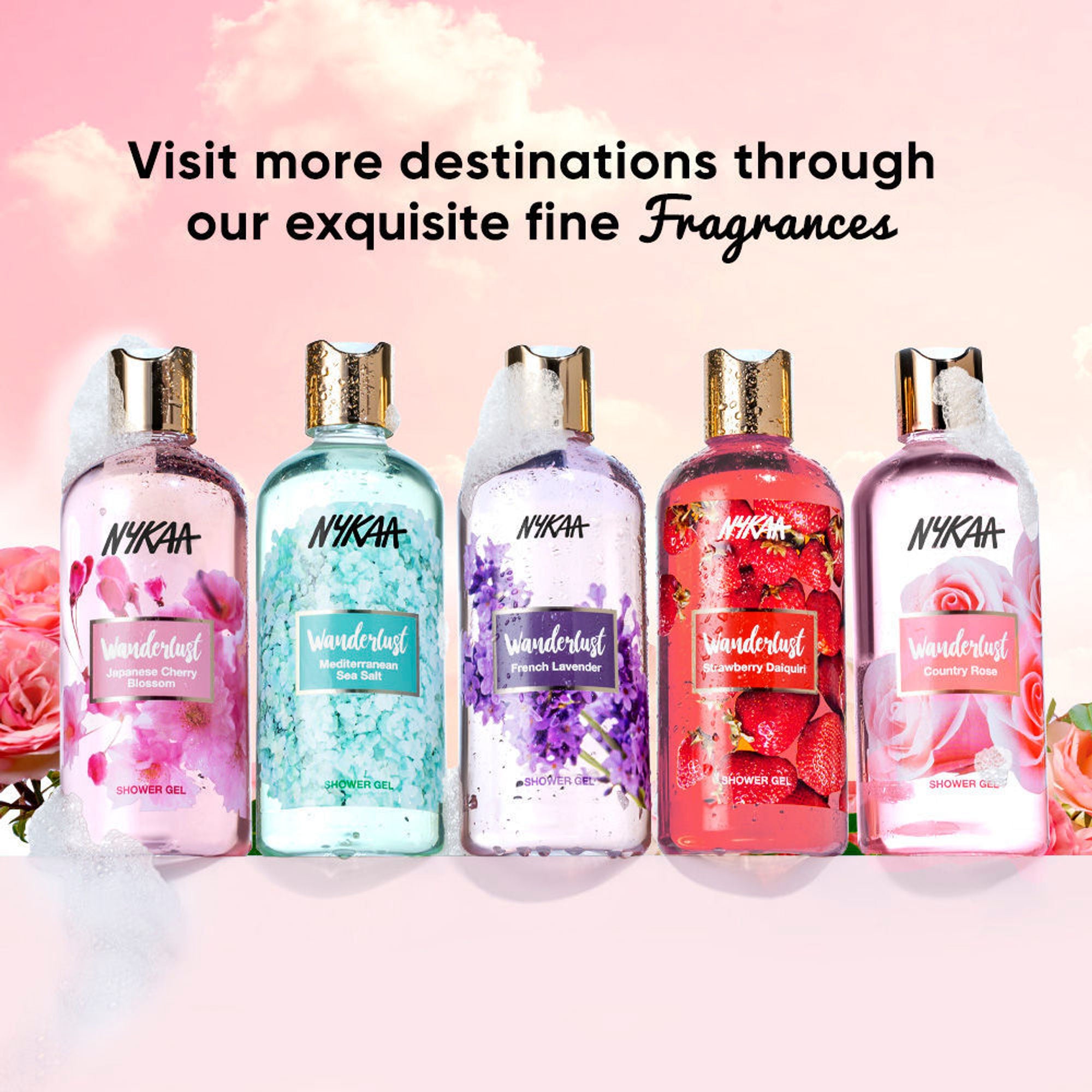 Wanderlust Shower Gels - Country Rose - Distacart