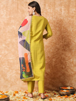 Thumbnail for Kalini Floral Yoke Designed Regular Sequined Kurta With Trousers & Dupatta - Distacart