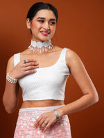 Thumbnail for Anouk Pink & White Floral Embroidered Organza Saree - Distacart