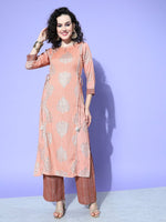 Thumbnail for All About You Women Pink Floral Printed Regular Gotta Patti Liva Kurta with Palazzos - Distacart