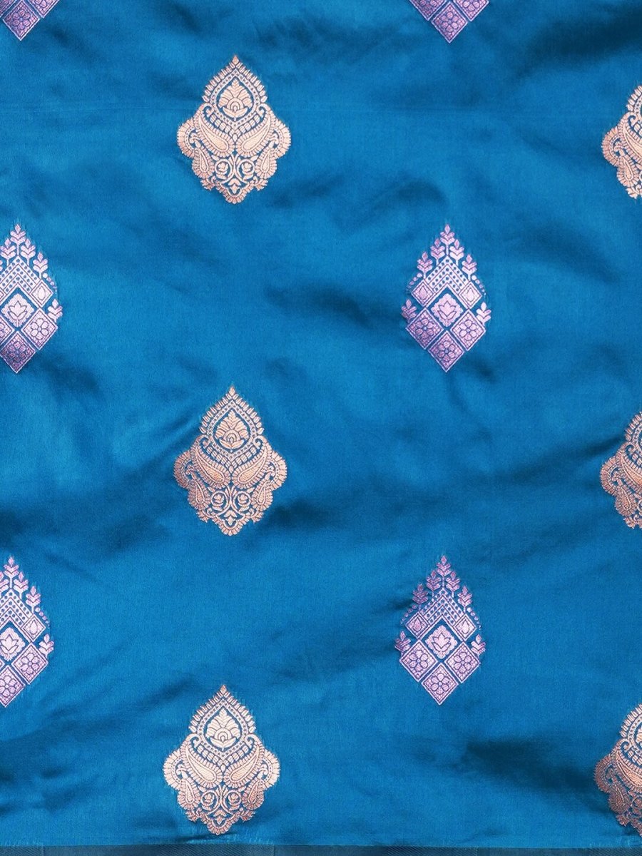 Anouk Blue & Gold-Toned Ethnic Motifs Woven Design Banarasi Saree - Distacart