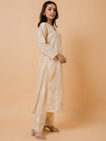 Thumbnail for HOUSE OF KARI Floral Embroidered Silk Chikankari Kurta - Distacart