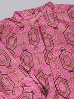 Thumbnail for Ode by House of Pataudi Floral Printed Regular Pure Cotton Kurta with Trousers - Distacart