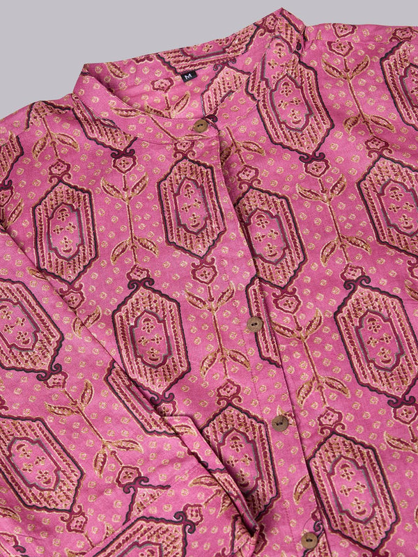 Ode by House of Pataudi Floral Printed Regular Pure Cotton Kurta with Trousers - Distacart