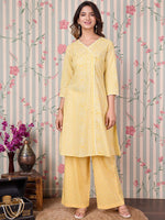 Thumbnail for Ode by House of Pataudi Bandhani Printed Angrakha Pure Cotton Kurta with Trousers - Distacart