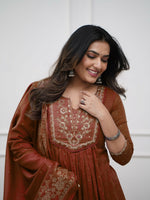 Thumbnail for The52 Women's Beautiful Cotton Fabric Embroidery Work Straight Kurta Pant and Dupatta Set - Distacart