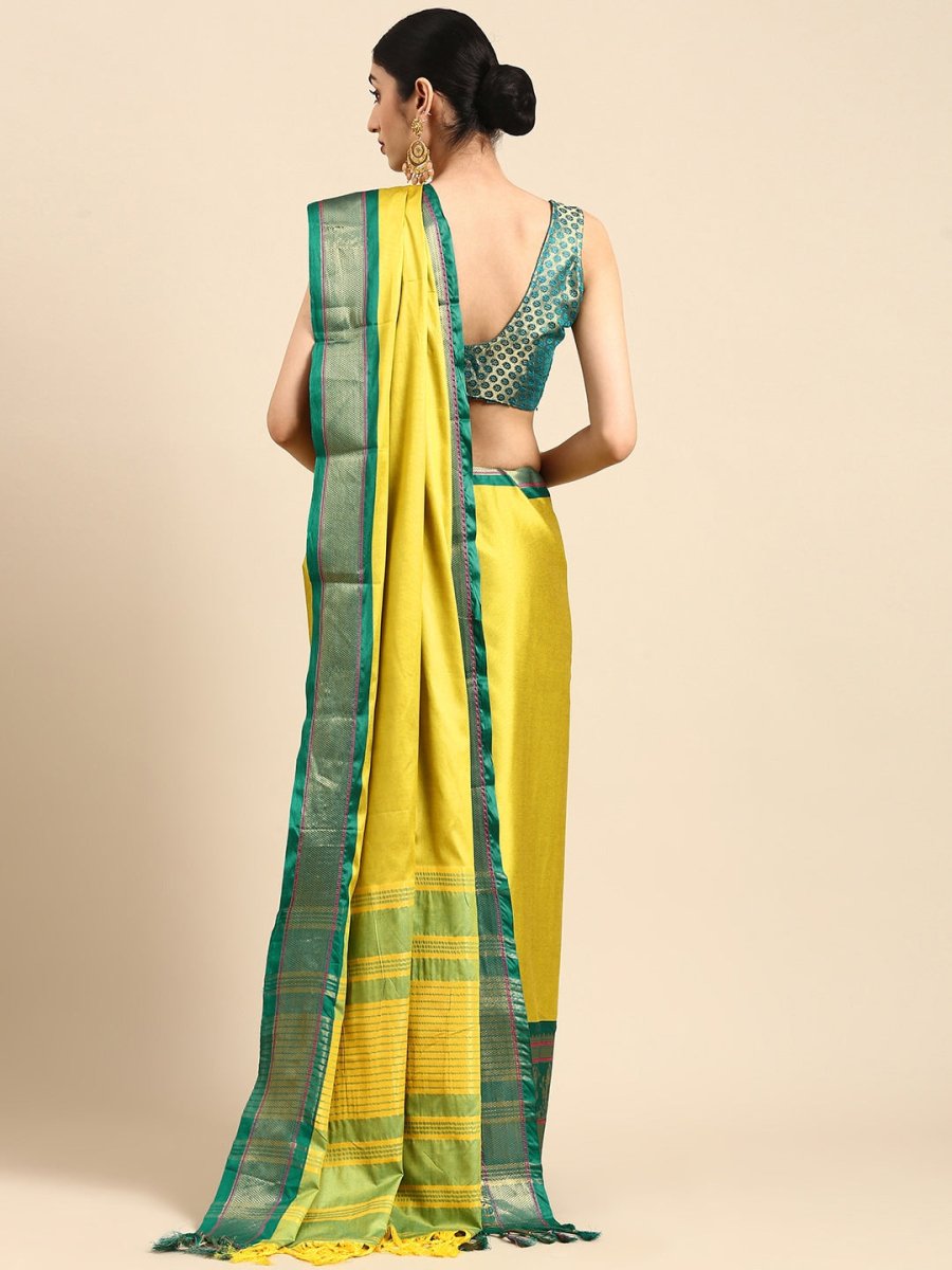 Anouk Yellow Zari Pure Silk Banarasi Saree - Distacart